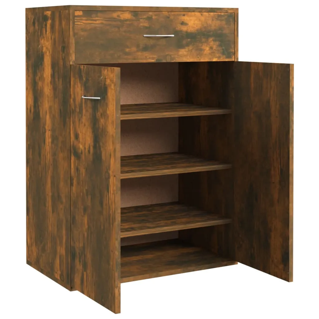 Shoe Cabinet Smoked Oak 60x35x84 cm Engineered Wood