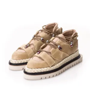 SHR Don't Blame Me beige leather flat platform shoes