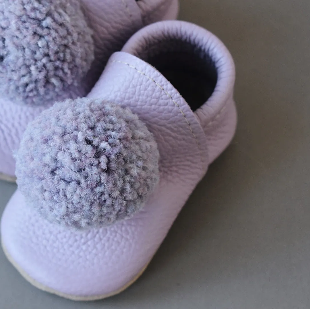 SIZE 5/6 (5.5") Leather Pompom Shoes - 008