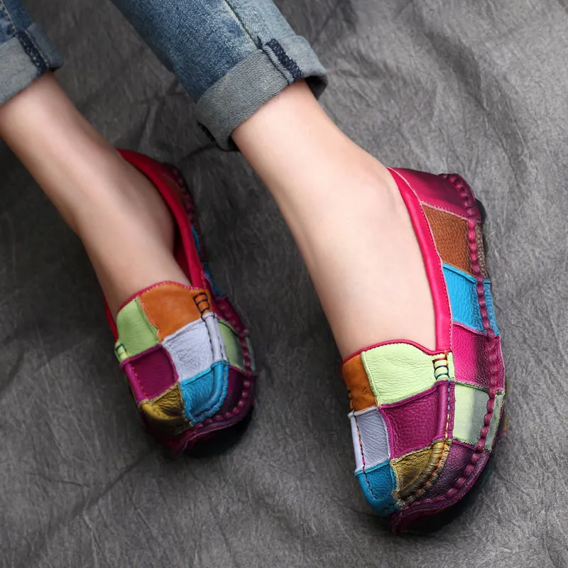 Spring Handmade Retro Stitching Soft Bottom Shoes 35-43