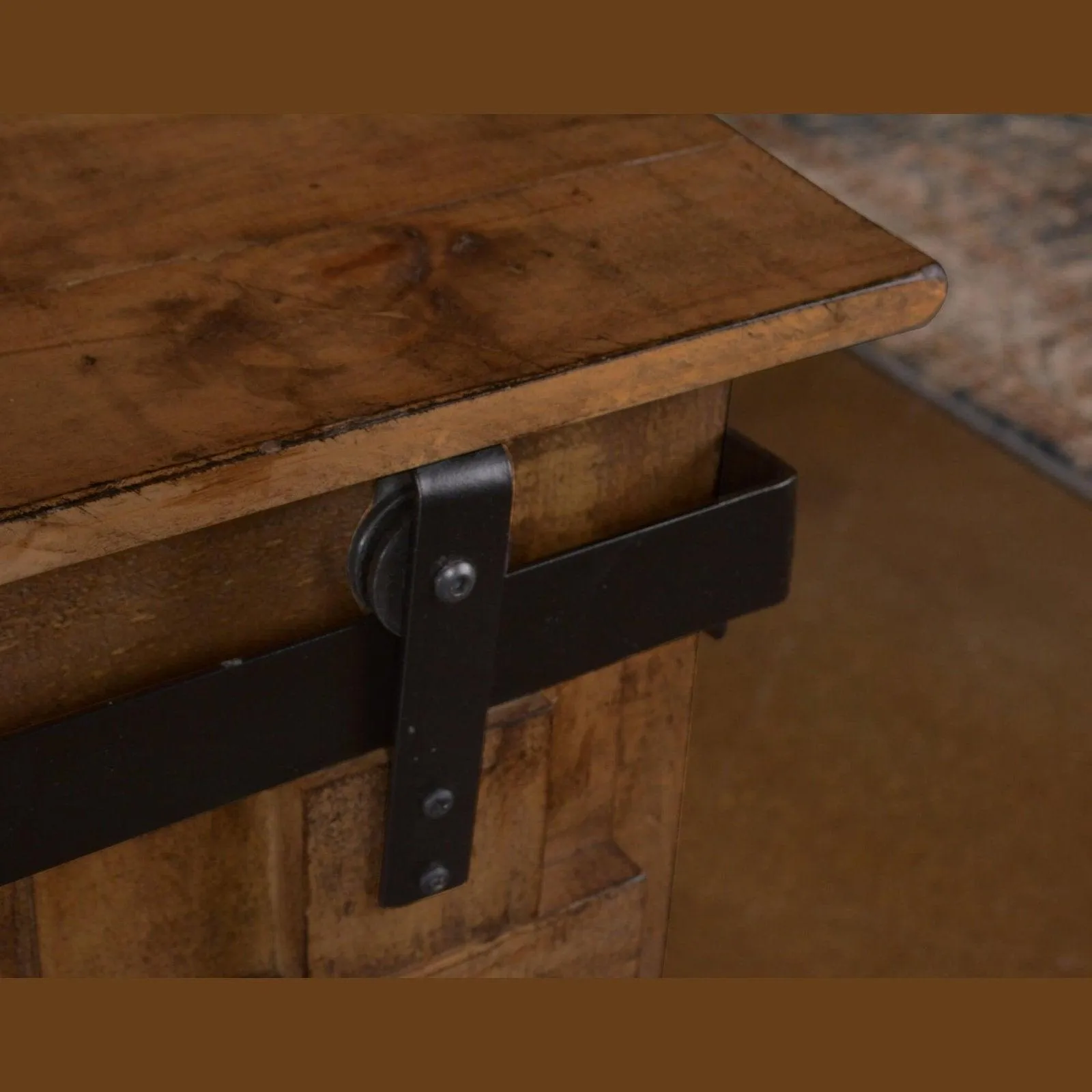 Sunset Trading Stowe Barn Door 60 inch TV Stand in Rustic Brown