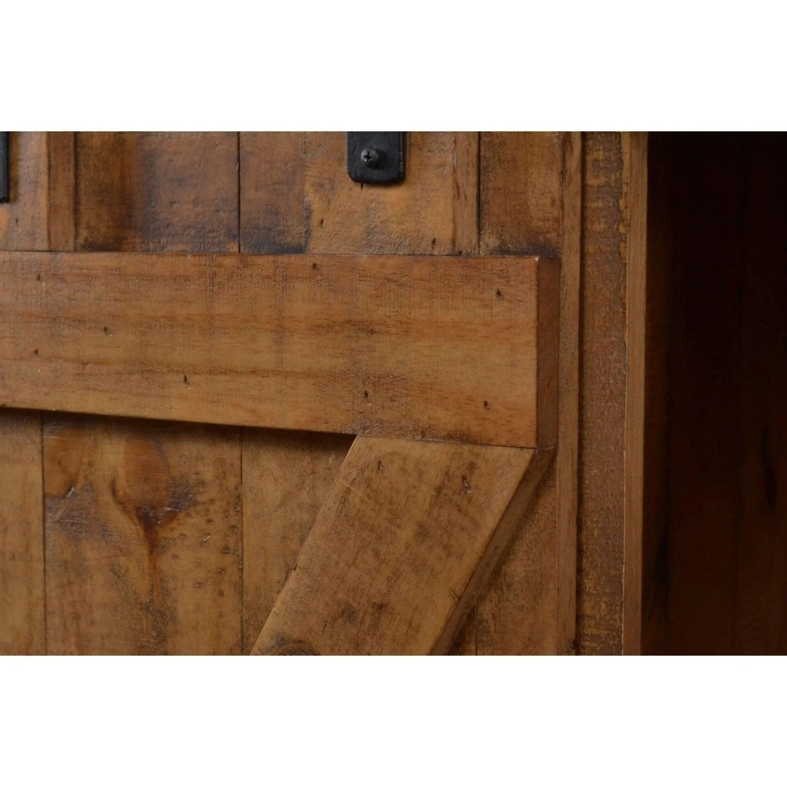 Sunset Trading Stowe Barn Door 60 inch TV Stand in Rustic Brown