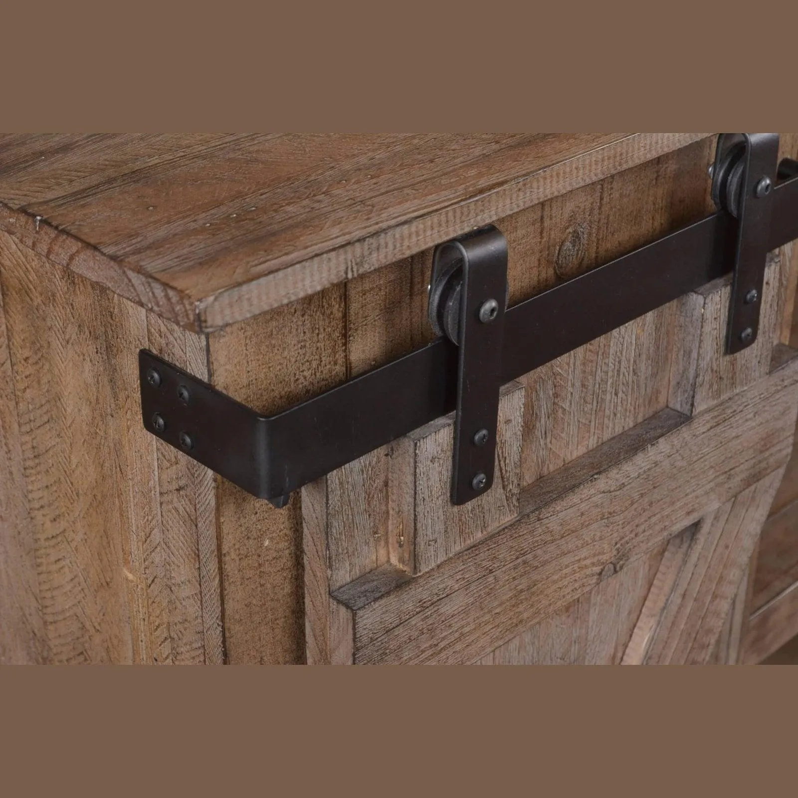 Sunset Trading Stowe Barn Door 60 inch TV Stand in Rustic Gray