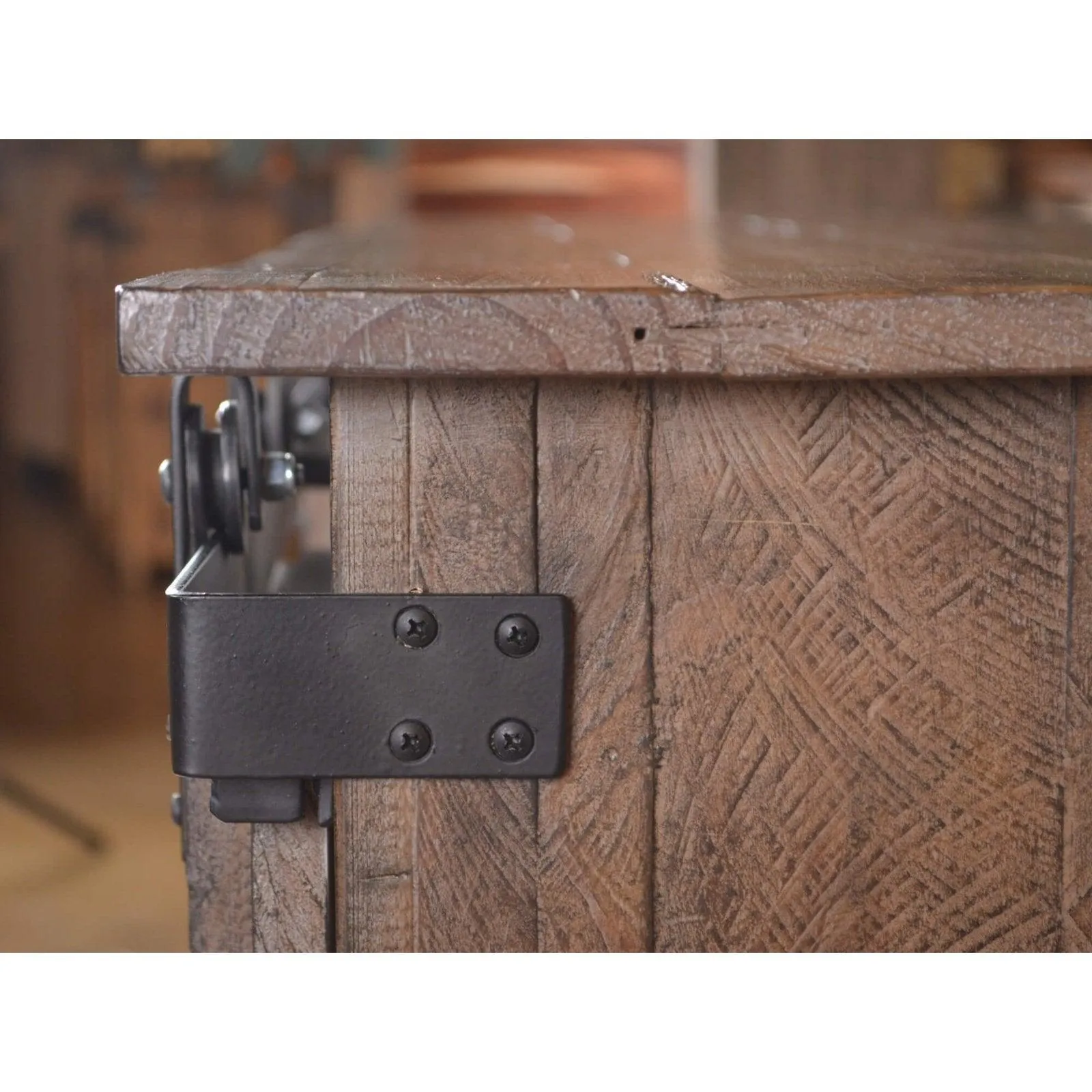 Sunset Trading Stowe Barn Door 60 inch TV Stand in Rustic Gray