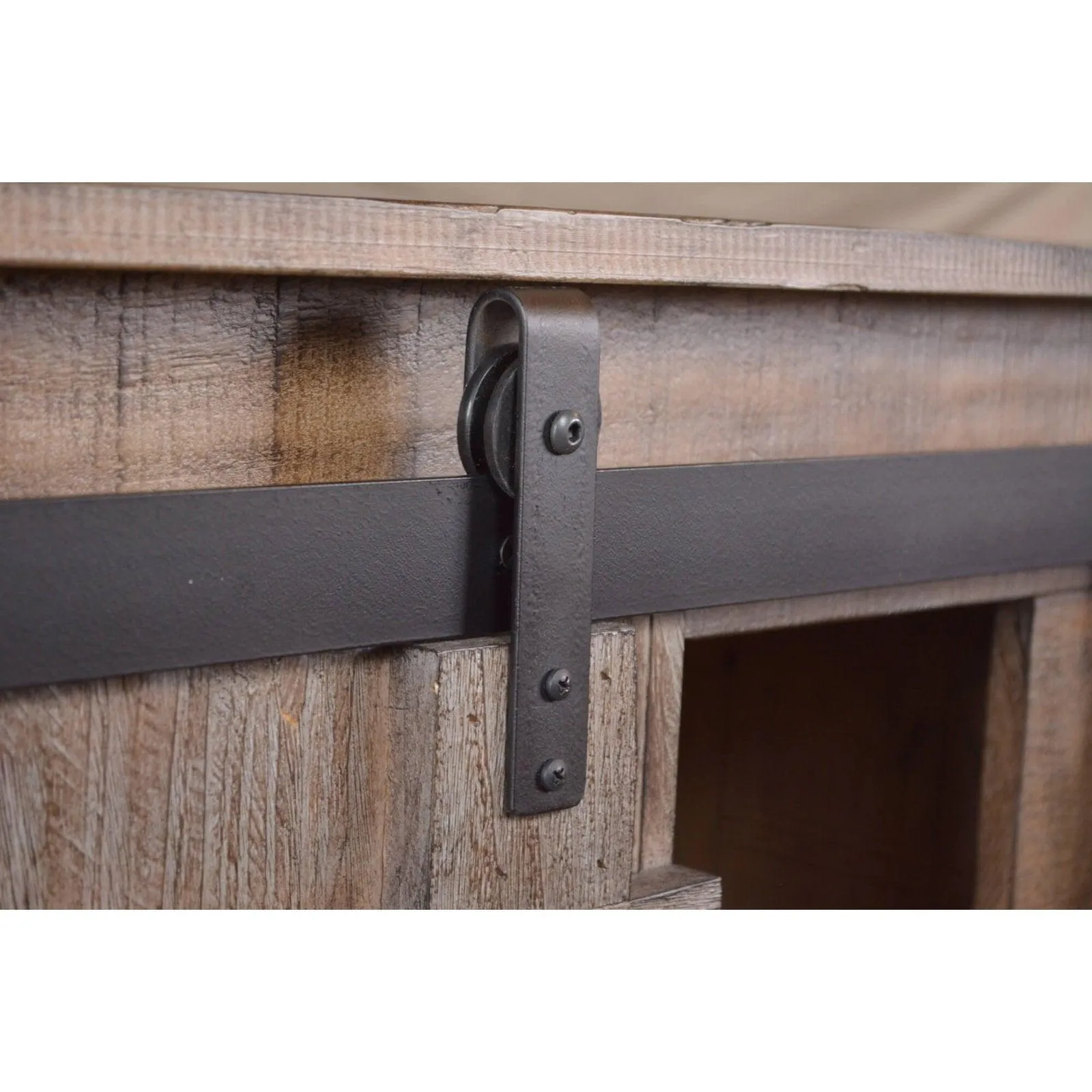 Sunset Trading Stowe Barn Door 60 inch TV Stand in Rustic Gray