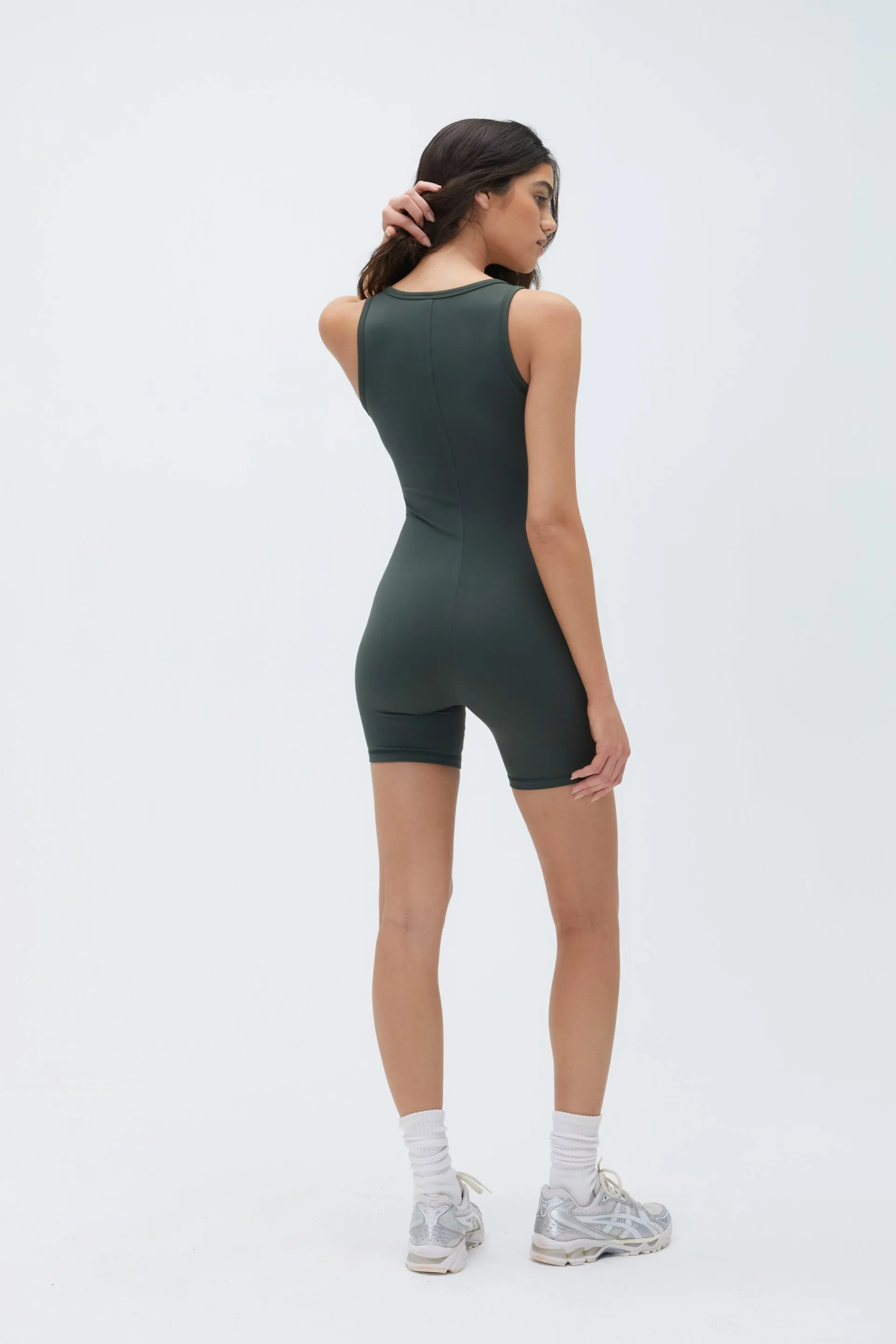 Ultimate Scoop Neck Sleeveless Romper - Dark Olive