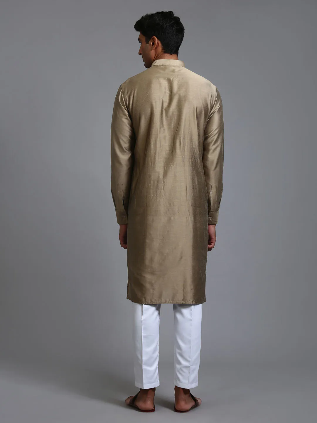VASTRAMAY Green Cotton Kurta and White Pant