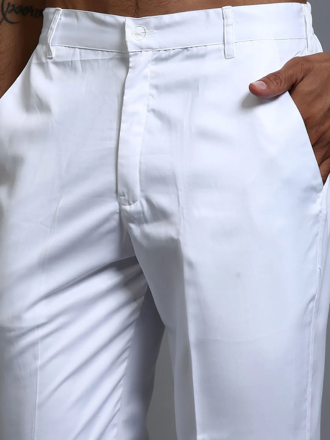 VASTRAMAY Green Cotton Kurta and White Pant
