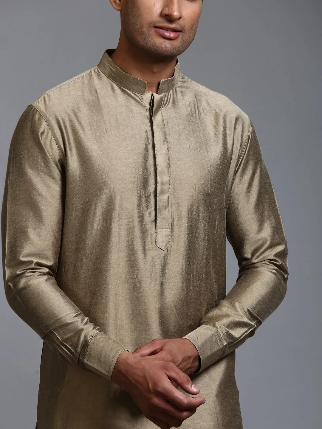 VASTRAMAY Green Cotton Kurta and White Pant