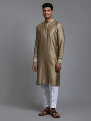 VASTRAMAY Green Cotton Kurta and White Pant