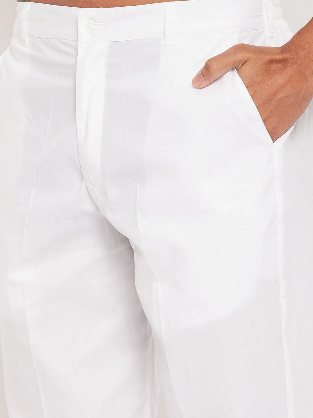 VASTRAMAY Men's Green Kurta And White Pyjama