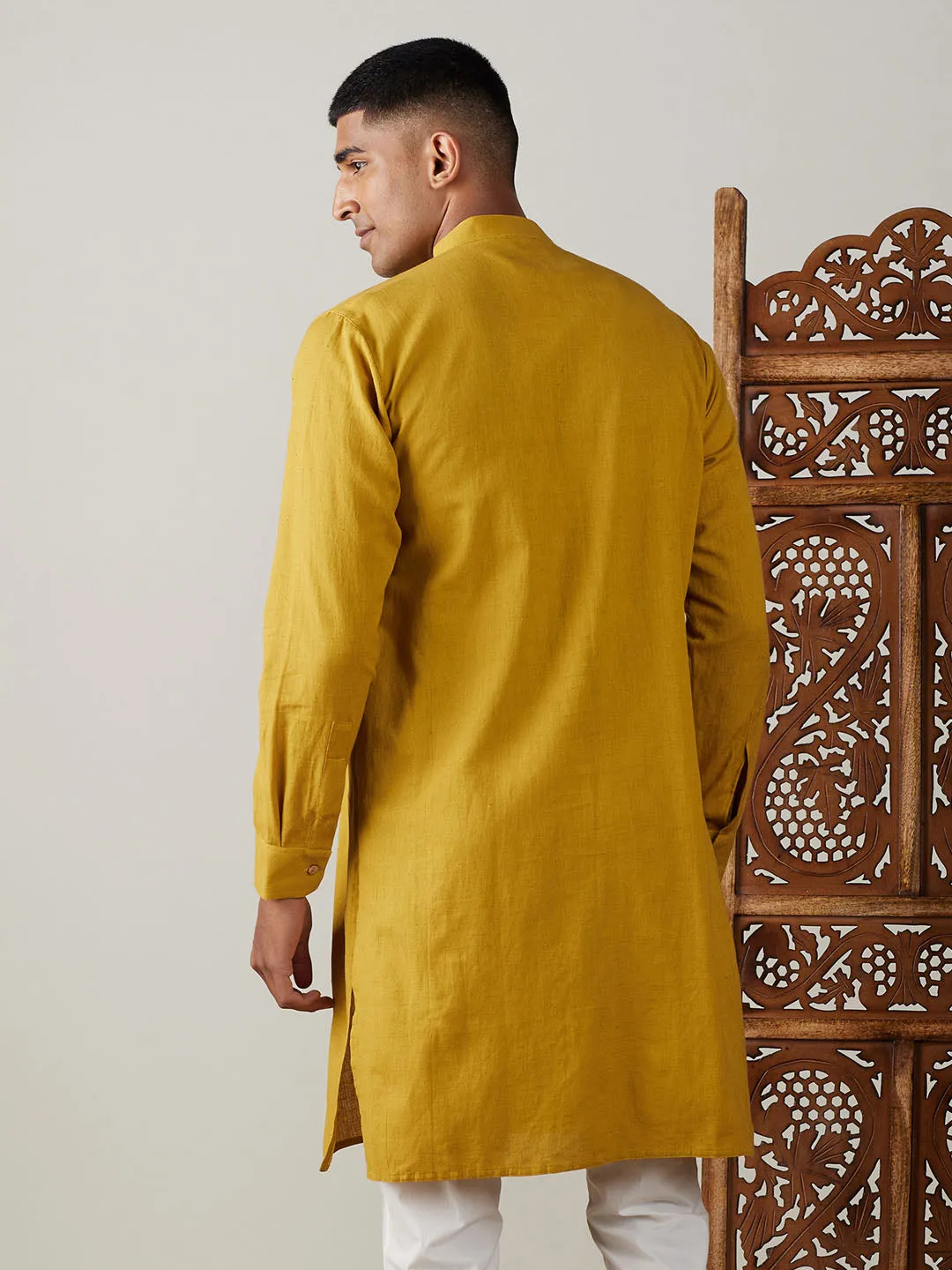 VASTRAMAY Mustard Cotton Cool Dyable Kurta