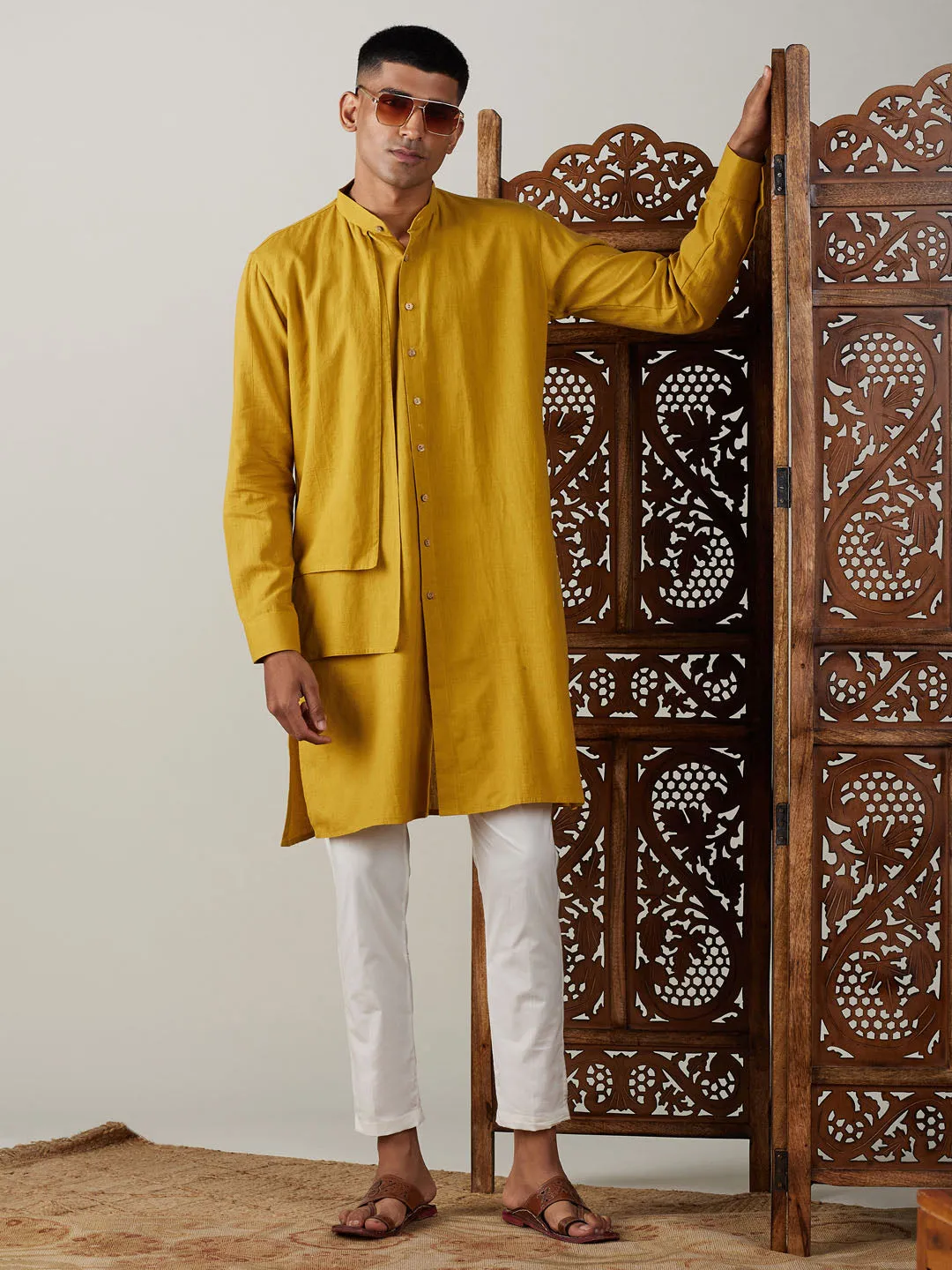 VASTRAMAY Mustard Cotton Cool Dyable Kurta