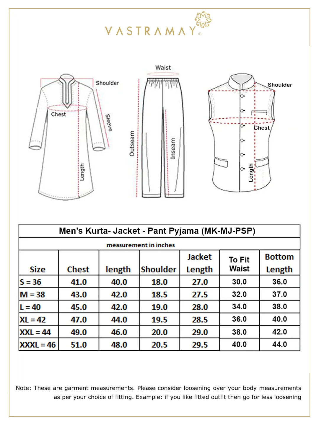VASTRAMAY Rust Nehru Jacket Set
