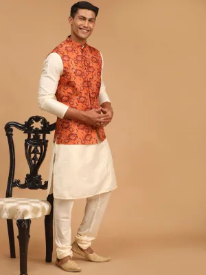 VASTRAMAY Rust Nehru Jacket Set