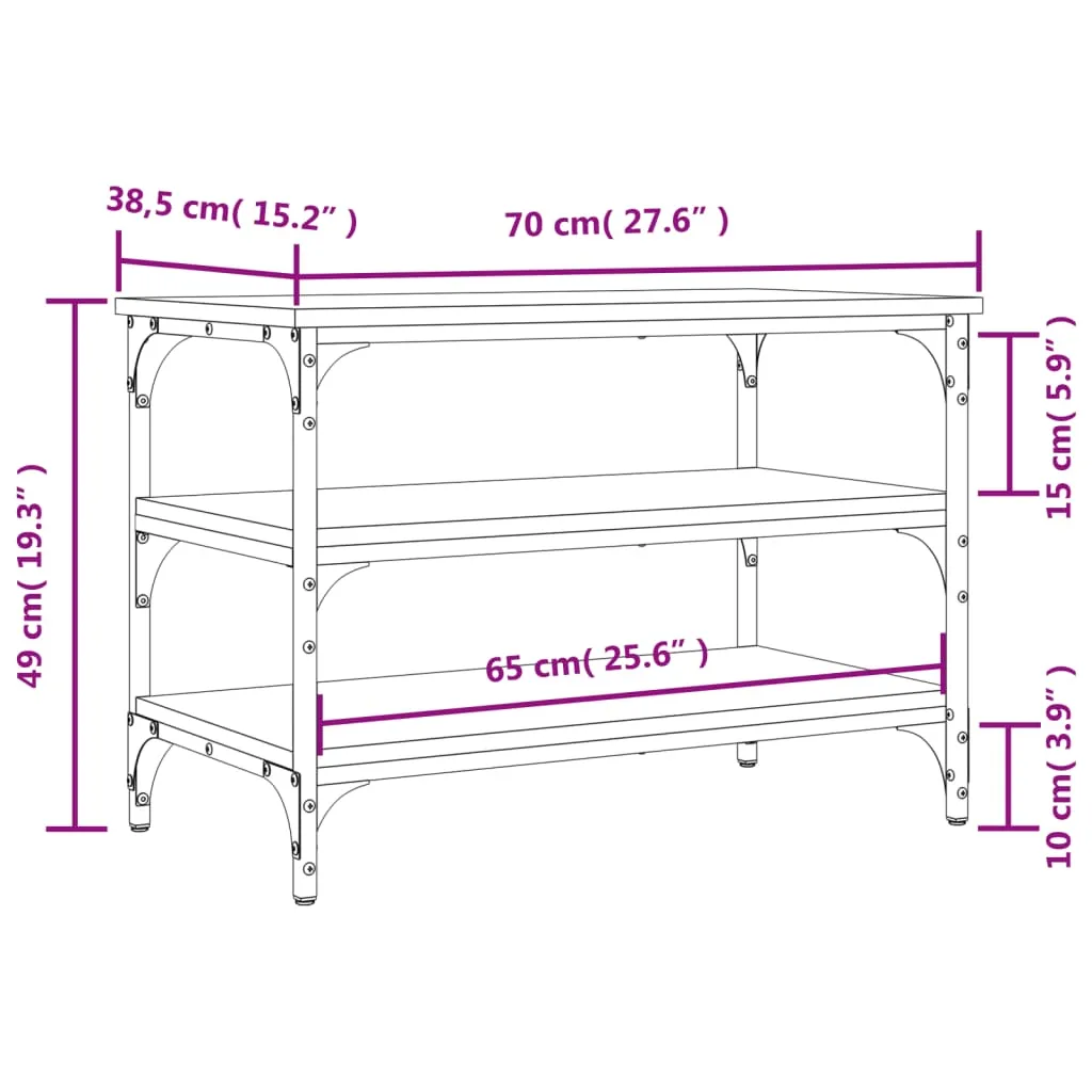 vidaXL Shoe Bench Grey Sonoma 70x38.5x49 cm Engineered Wood