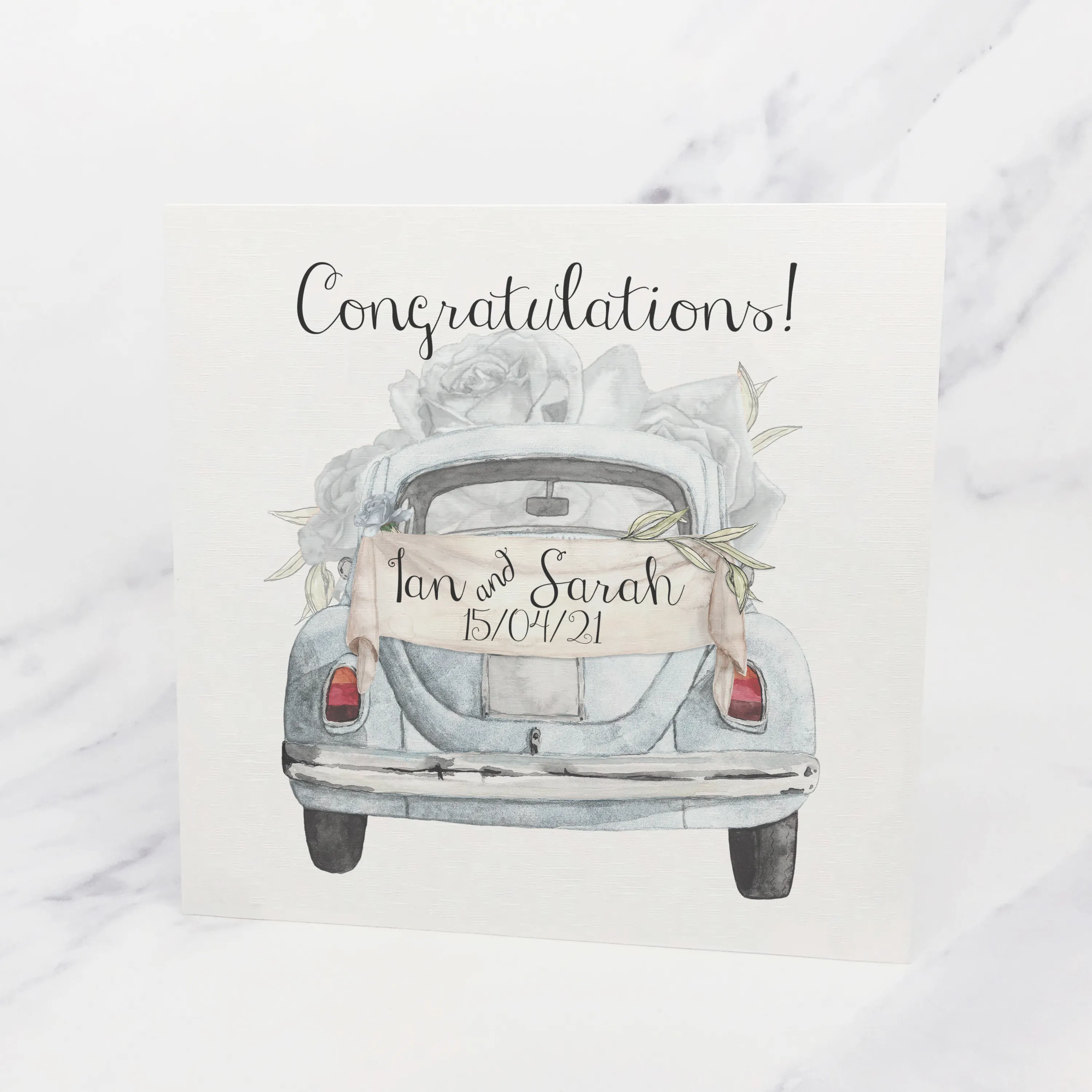 Wedding Car Congratulations Mr & Mrs Wedding Day Card