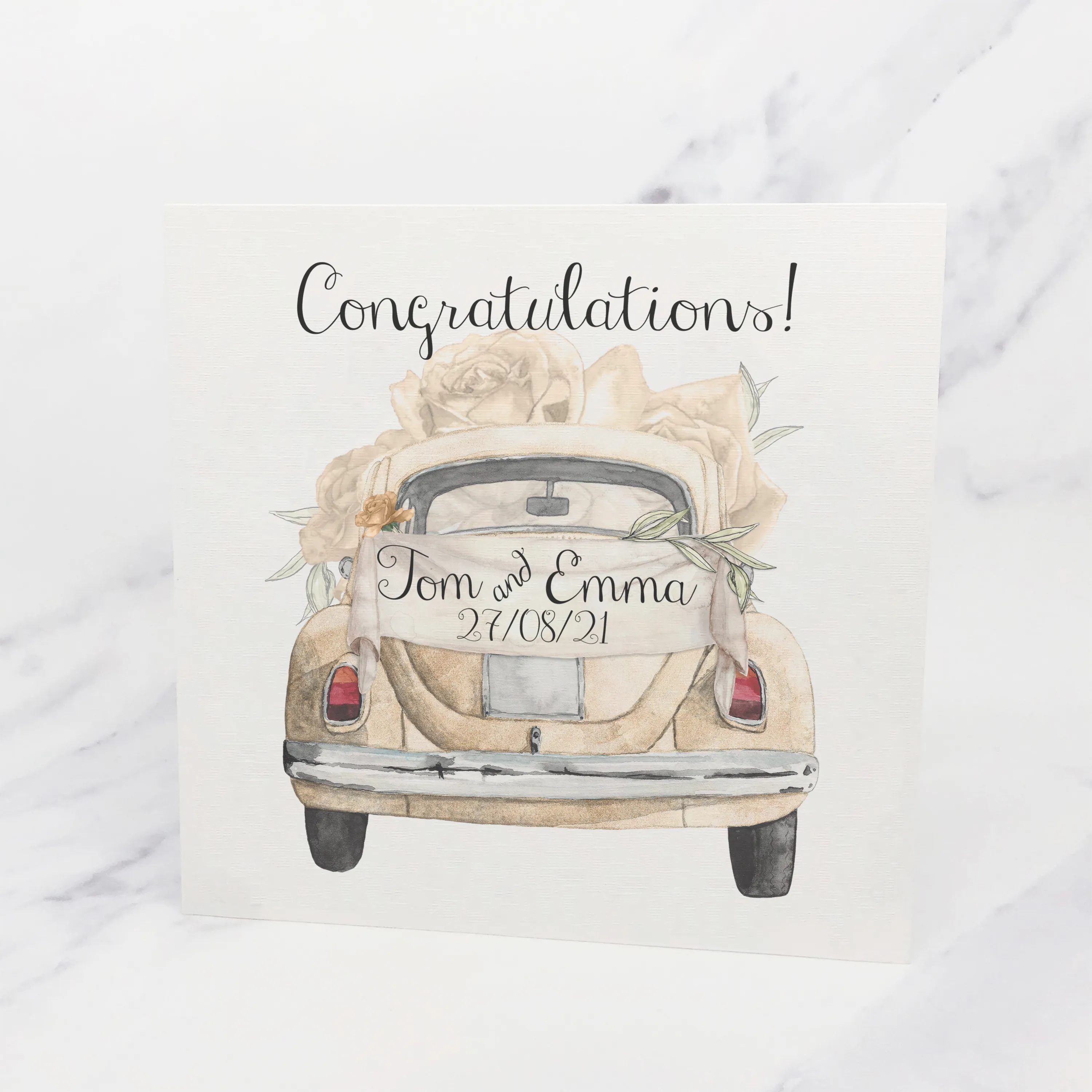 Wedding Car Congratulations Mr & Mrs Wedding Day Card