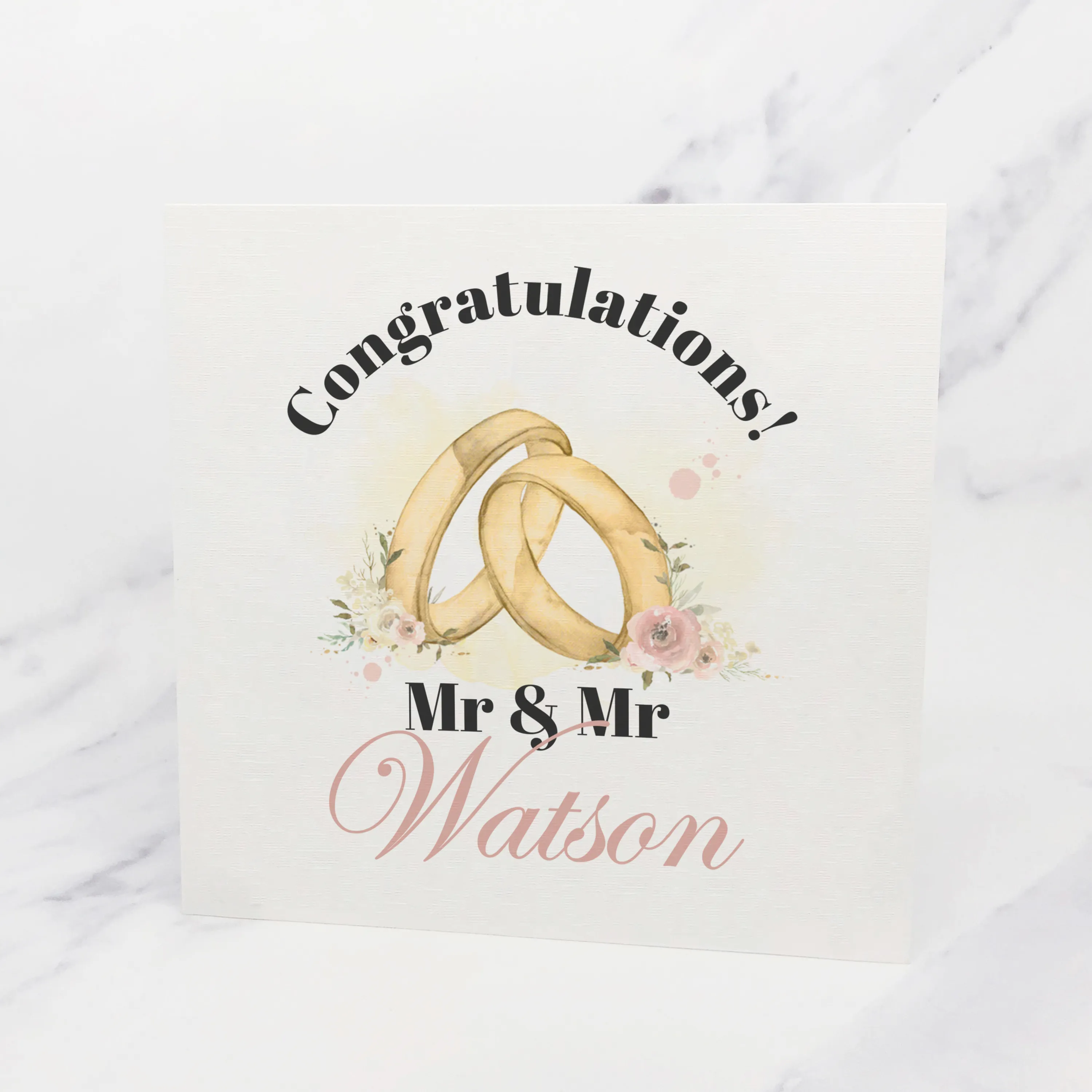 Wedding Ring Congratulations Mr & Mrs Wedding Day Card