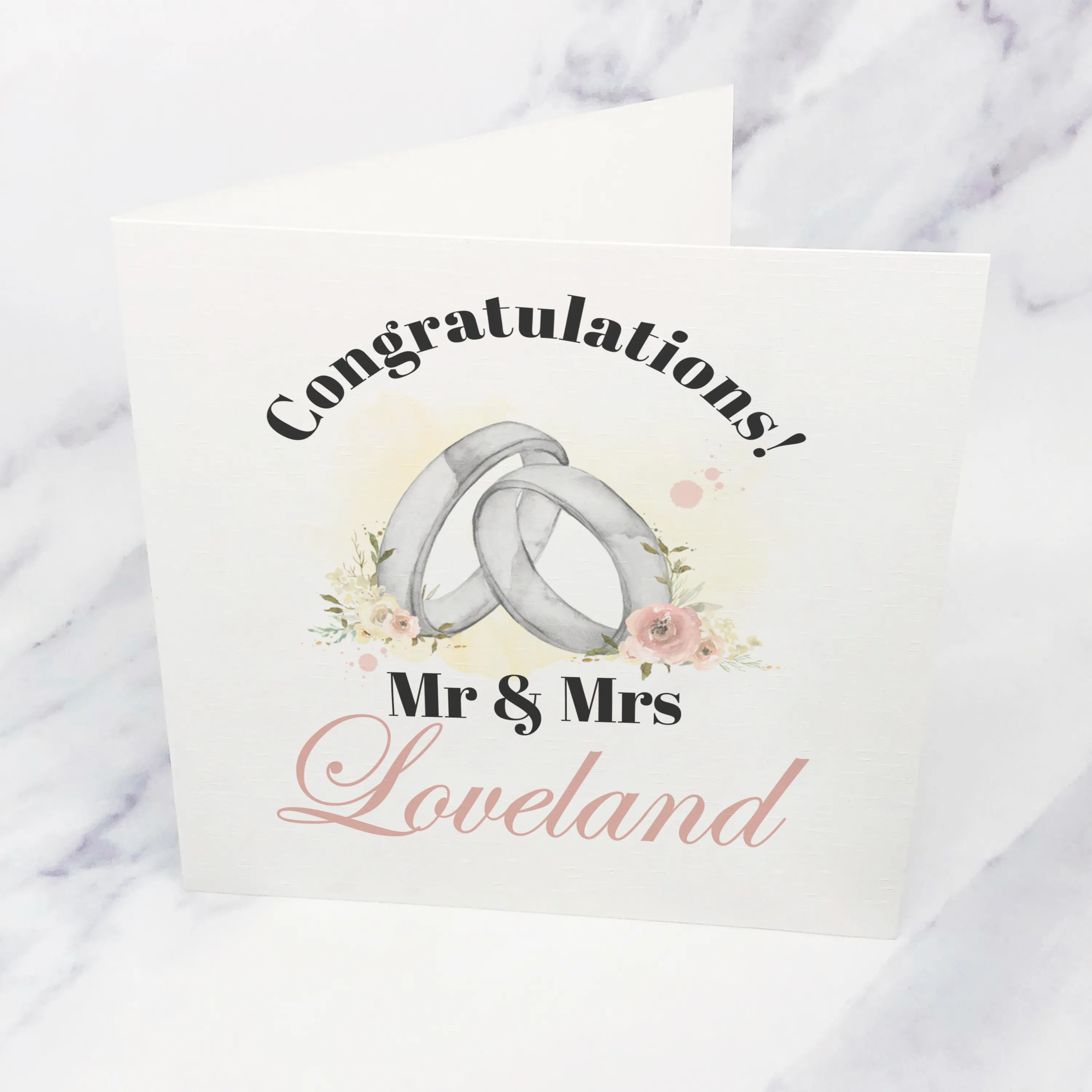Wedding Ring Congratulations Mr & Mrs Wedding Day Card