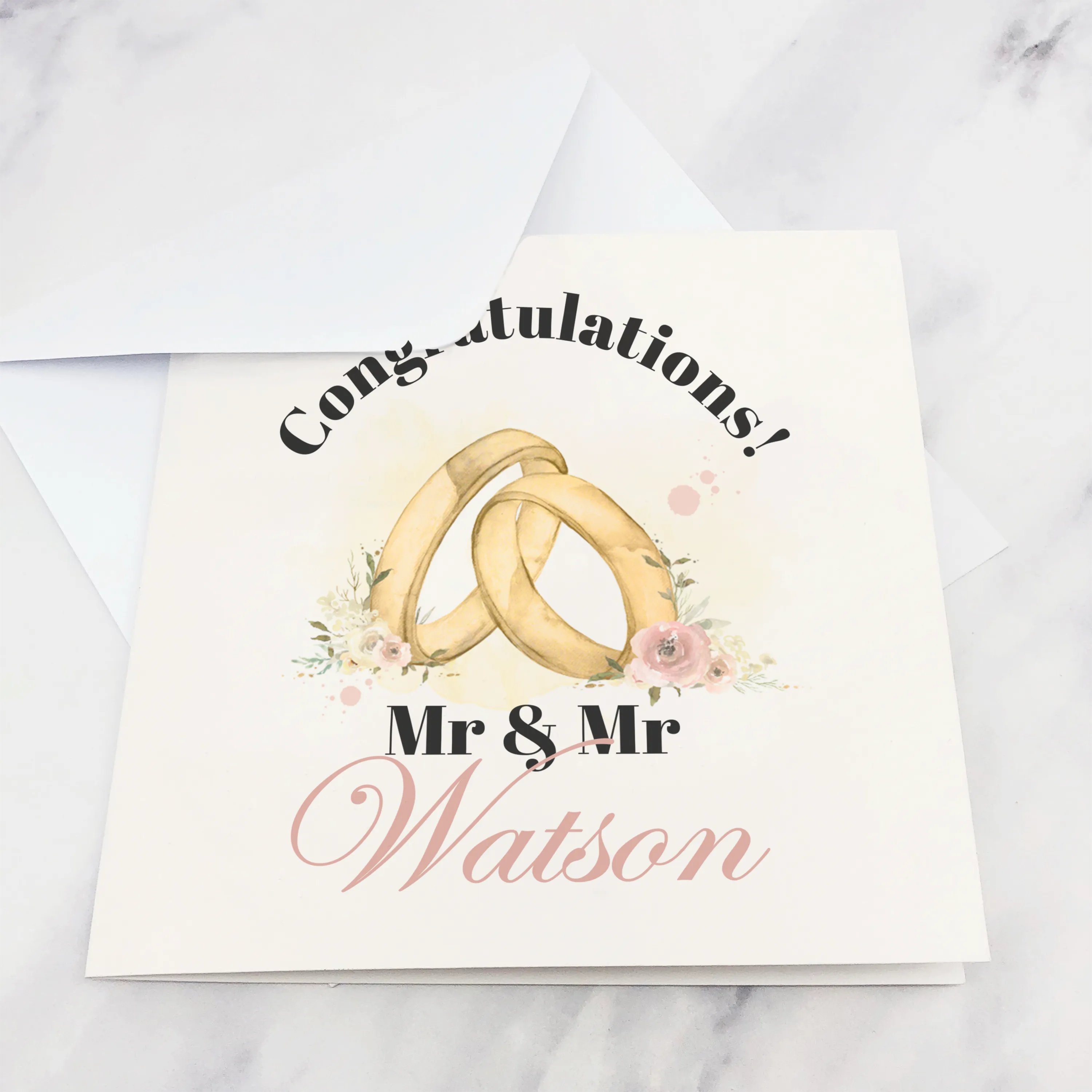 Wedding Ring Congratulations Mr & Mrs Wedding Day Card