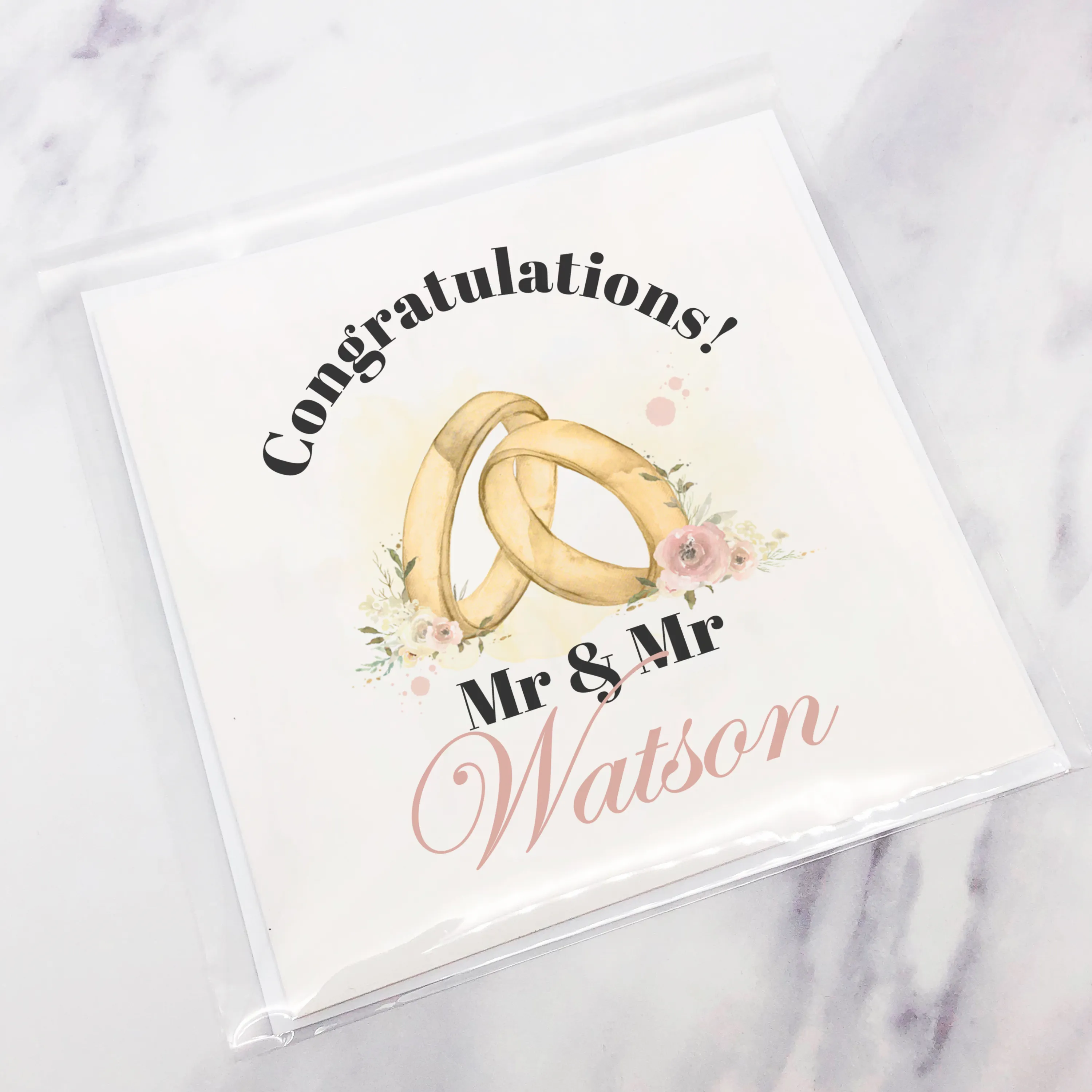 Wedding Ring Congratulations Mr & Mrs Wedding Day Card