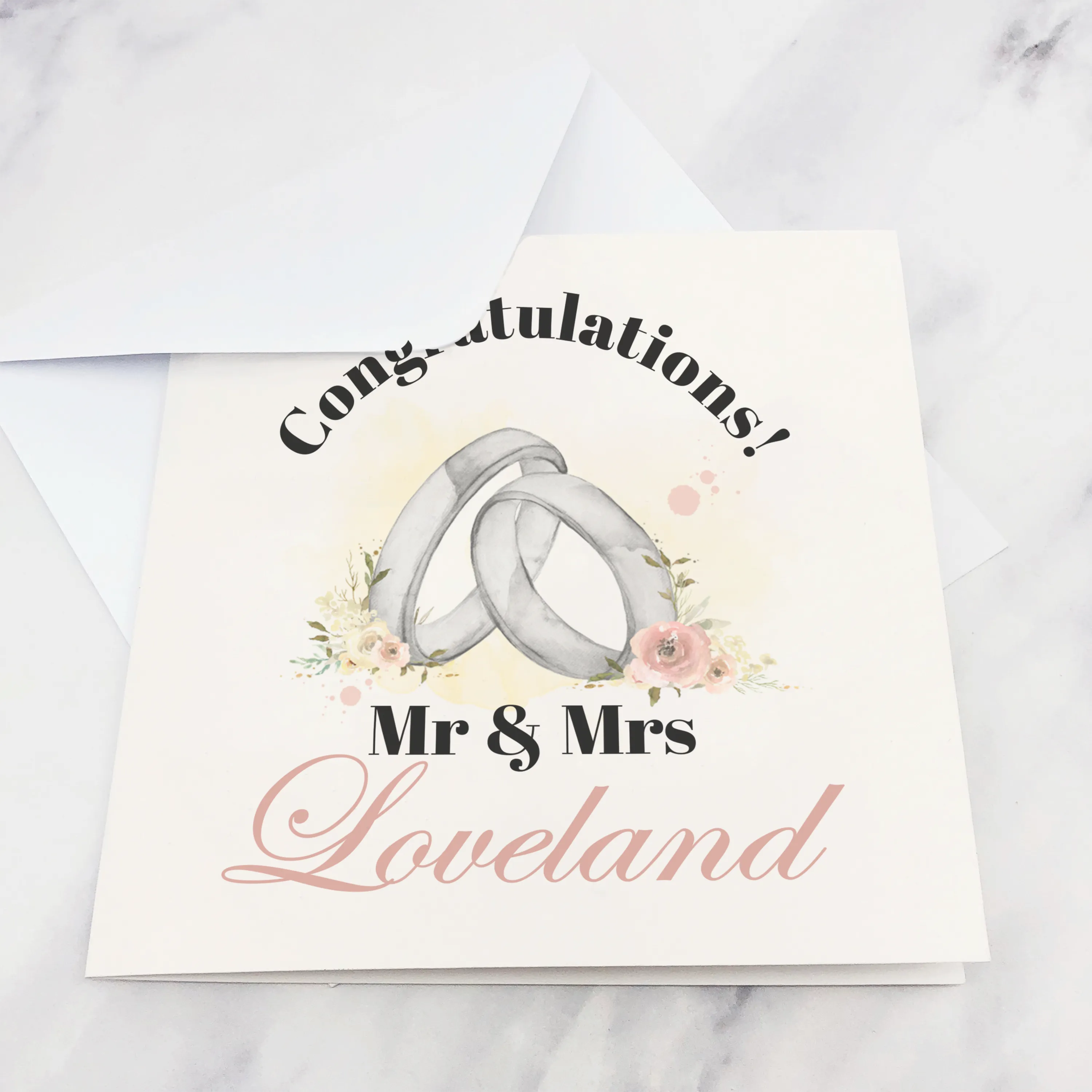 Wedding Ring Congratulations Mr & Mrs Wedding Day Card