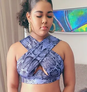 Women Close Fitting Sexy Vest Printed  Pattern Halter Neck Sleeveless Crop TOPS