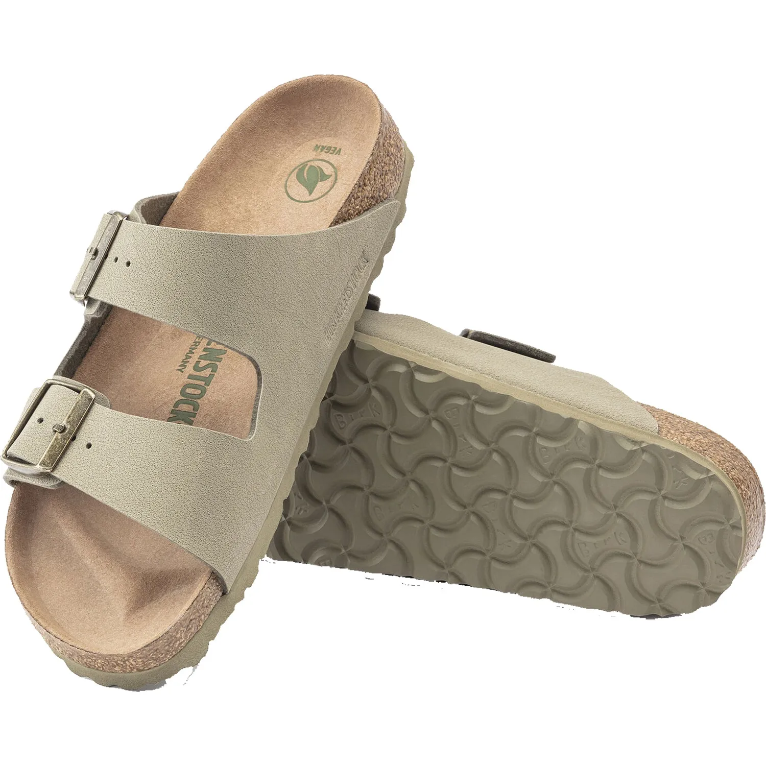 Women's Birkenstock Arizona Vegan Faded Khaki Birkibuc