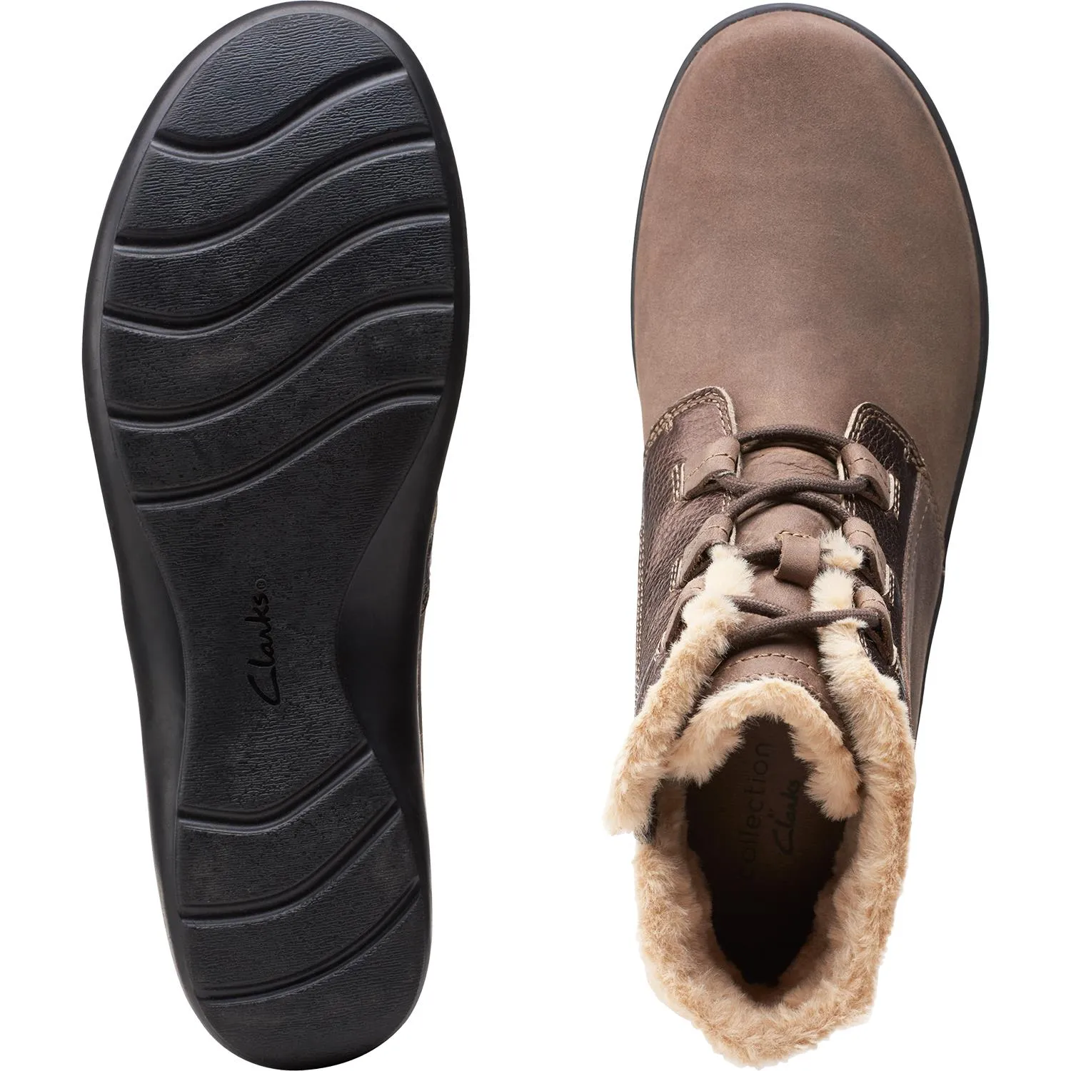 Women's Clarks Cora Chai Taupe/Bronze Suede/Leather