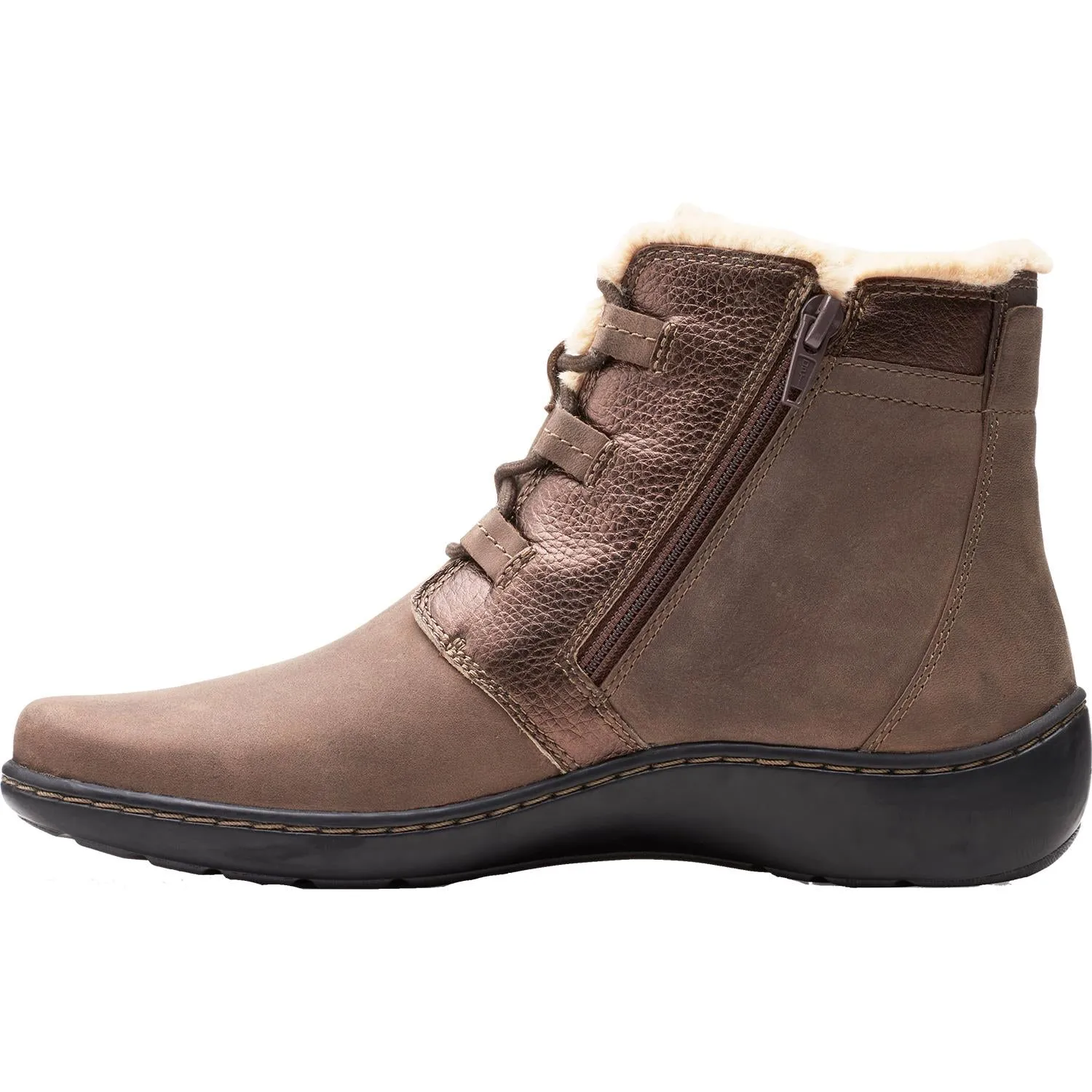 Women's Clarks Cora Chai Taupe/Bronze Suede/Leather