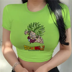 Women's Dragonball Z Crop Top Tee Vegeta Anime Clothing Y2k Goku Fashion Tops Sexy Cool Harajuku