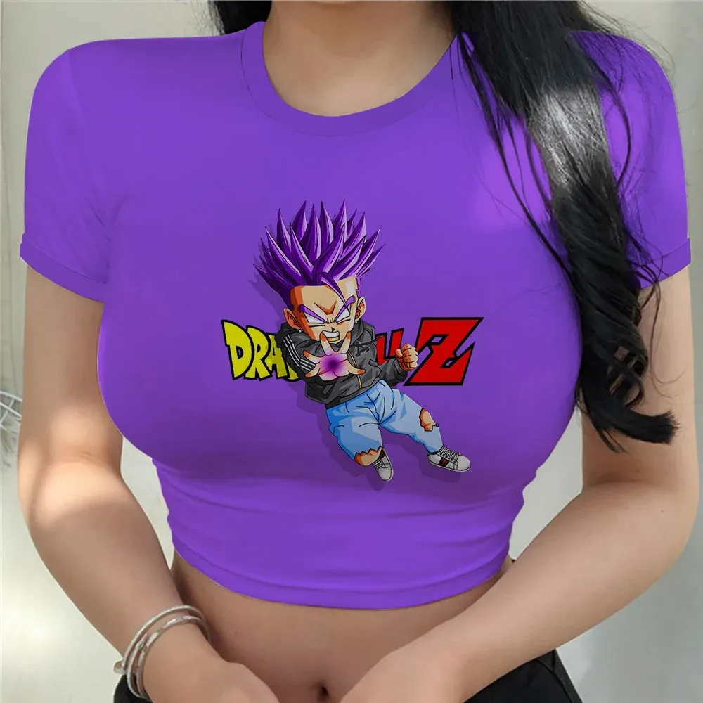 Women's Dragonball Z Crop Top Tee Vegeta Anime Clothing Y2k Goku Fashion Tops Sexy Cool Harajuku