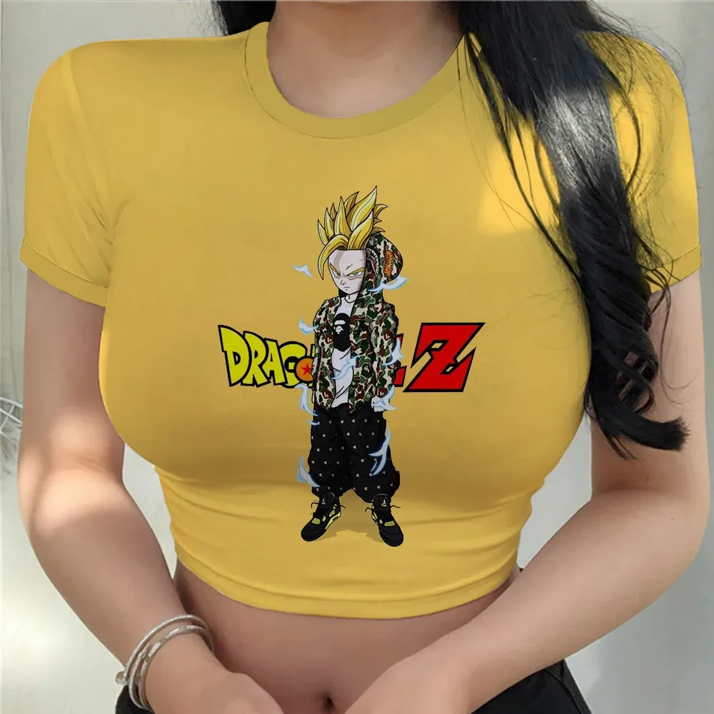 Women's Dragonball Z Crop Top Tee Vegeta Anime Clothing Y2k Goku Fashion Tops Sexy Cool Harajuku