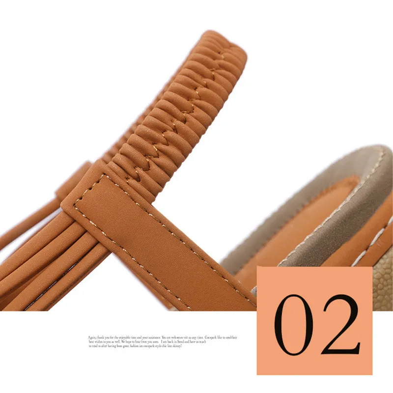 Women's Flat Heel Open Toe Elastic Ankle Strap Sandals