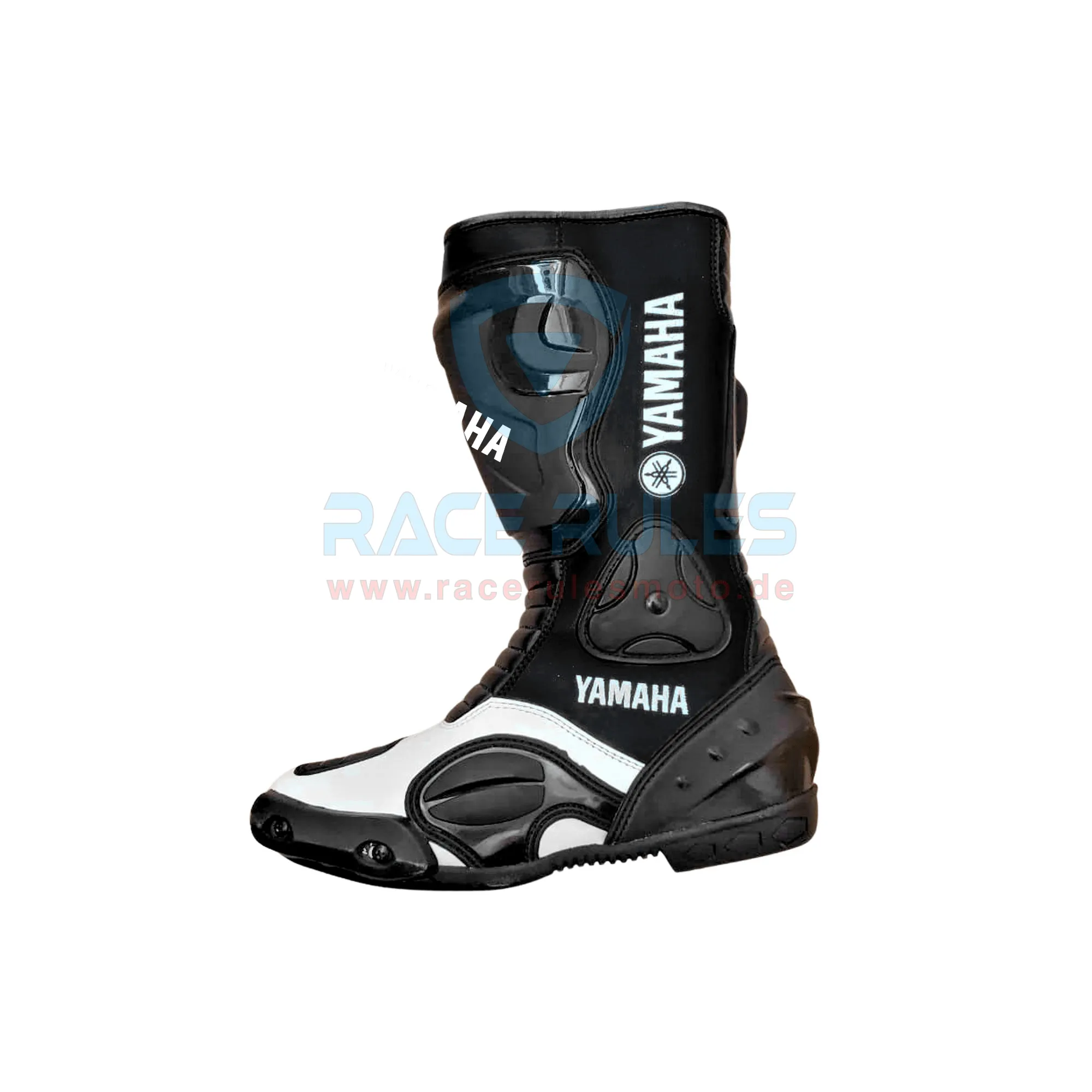 Yamaha Racing Leather Motorcycle Boots White/Black