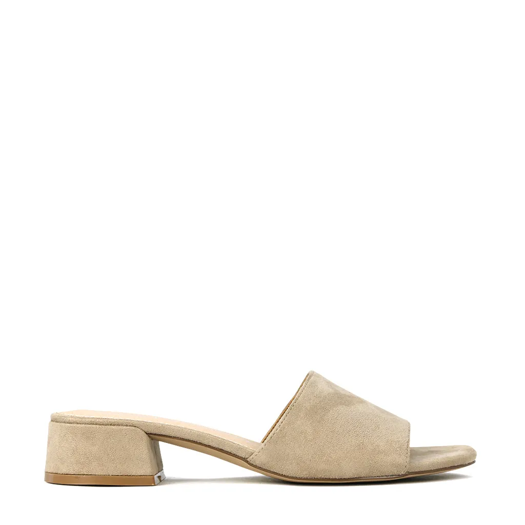 ZAYNE HEELED SLIDE SANDALS