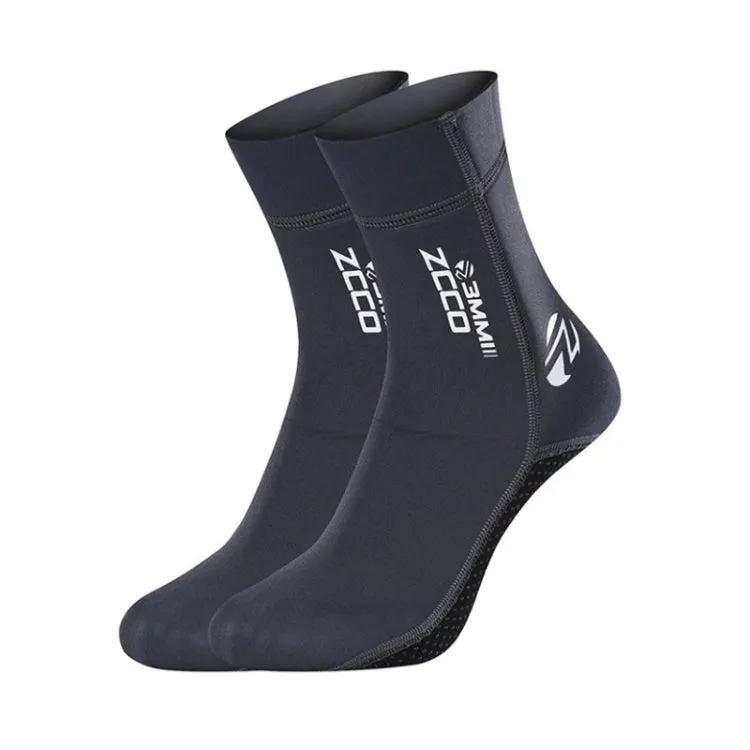 ZCCO 3mm Warm Non-Slip Diving Socks Anti-Wear Ankle Fins, Size:41-42(Grey)