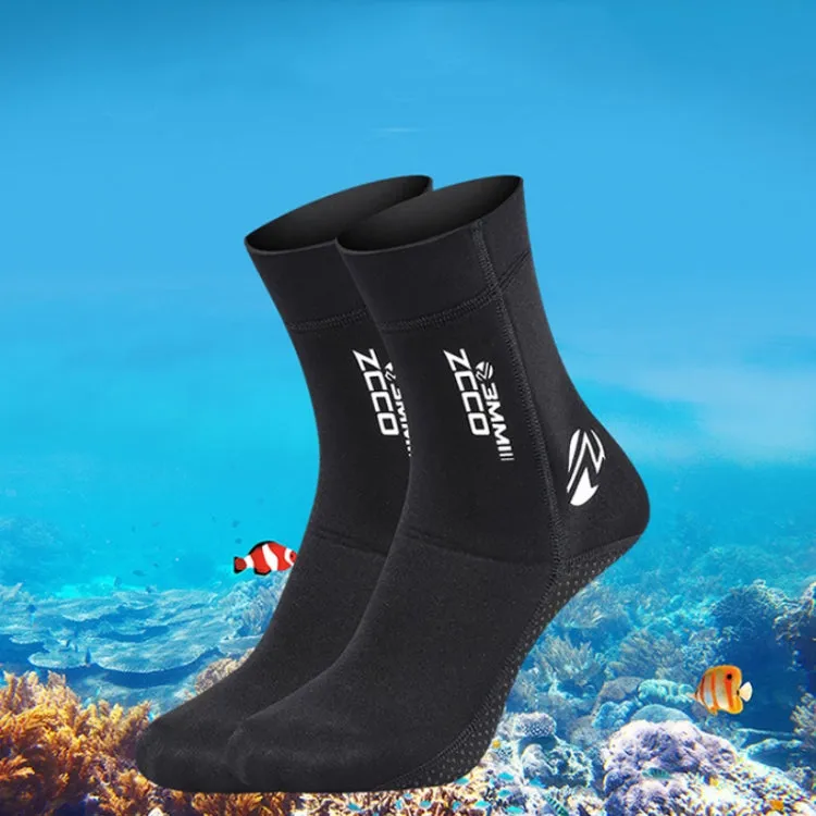 ZCCO 3mm Warm Non-Slip Diving Socks Anti-Wear Ankle Fins, Size:45-46(Black)